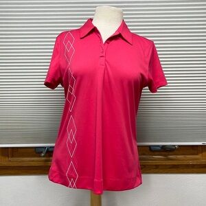 Grand Slam Pink With White Diamond Pattern Short Sleeve Golf Polo Shirt